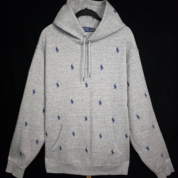 NWOT Polo Ralph Lauren All Over Pony Print Hoodie Gray XXL - Picture 1 of 11
